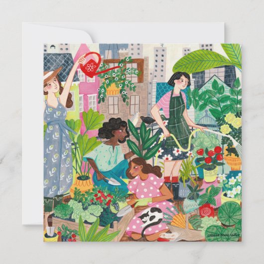 Dank u voor illustraties van tuinvrouwen in de sta kaart (Voorkant)