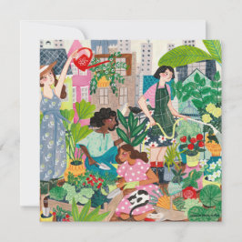 Dank u voor illustraties van tuinvrouwen in de sta kaart