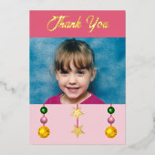 Dank u voor kerstcadeautjes roze foto's folie feestdagenkaart (Voorkant)