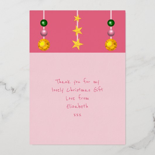 Dank u voor kerstcadeautjes roze foto's folie feestdagenkaart (Achterkant)