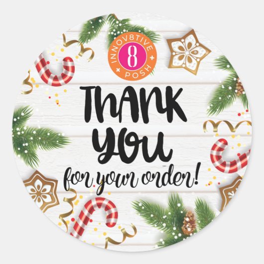 Dank u voor Kerstinnovatie8tive + Posh Ronde Sticker (Voorkant)