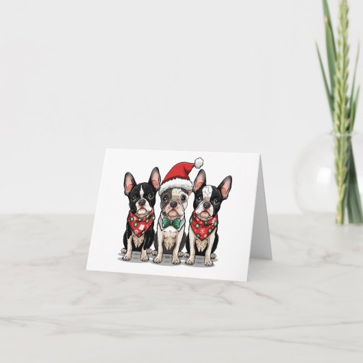 Dank u voor Kerstmis Boston Terrier honden Bedankkaart (Voorkant)