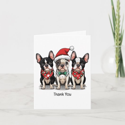 Dank u voor Kerstmis Boston Terrier honden Bedankkaart (Voorkant)