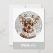 Dank u voor Kerstmis Chihuahua Rendier Dog Bedankkaart (Voorkant)