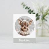 Dank u voor Kerstmis Chihuahua Rendier Dog Bedankkaart (Staand voorkant)