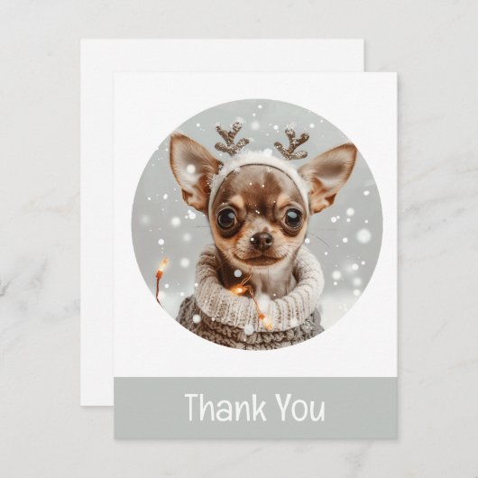 Dank u voor Kerstmis Chihuahua Rendier Dog Bedankkaart (Voorkant / Achterkant)