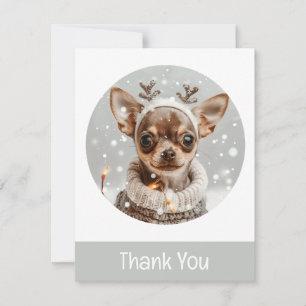 Dank u voor Kerstmis Chihuahua Rendier Dog Bedankkaart