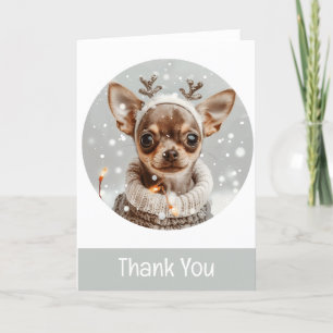 Dank u voor Kerstmis Chihuahua Rendier Dog Bedankkaart
