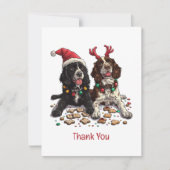 Dank u voor Kerstmis Cocker Spaniel Honden Bedankkaart (Voorkant)