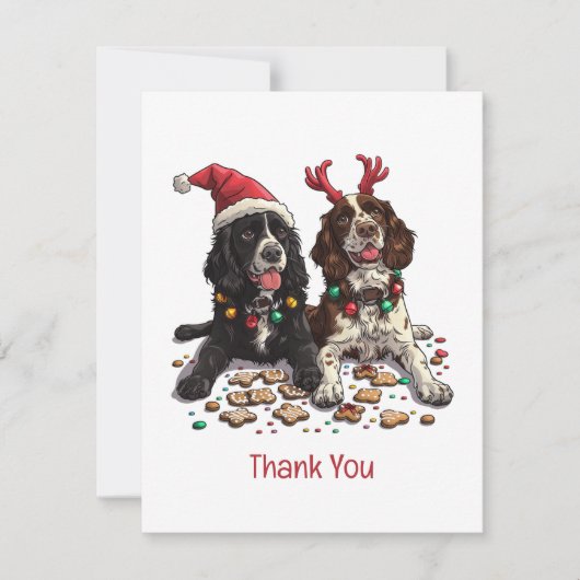 Dank u voor Kerstmis Cocker Spaniel Honden Bedankkaart (Voorkant)