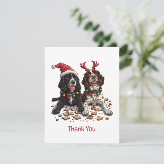 Dank u voor Kerstmis Cocker Spaniel Honden Bedankkaart (Staand voorkant)