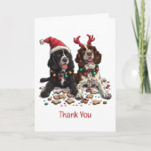 Dank u voor Kerstmis Cocker Spaniel Honden Bedankkaart (Voorkant)