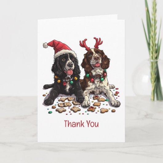 Dank u voor Kerstmis Cocker Spaniel Honden Bedankkaart (Voorkant)