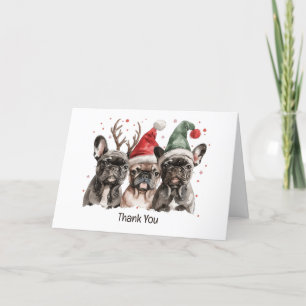 Dank u voor Kerstmis Franse Bulldog Rendieren Hond Bedankkaart