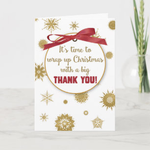 Dank u voor Kerstmis Gastvrijheid Gouden Sneeuwvlo Kaart