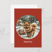 Dank u voor Kerstmis Pommerse rendier hond Bedankkaart (Voorkant / Achterkant)