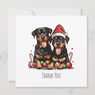 Dank u voor Kerstmis Rottweiler Dog Santa Bedankkaart
