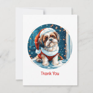 Dank u voor Kerstmis Shih Tzu Santa Dog Bedankkaart
