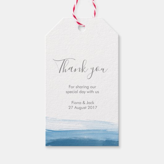Dank u voor labels Blue Ombre waterverf Cadeaulabel (Voorkant)