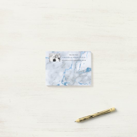 Dank u voor Mint Navy Grey Marble Post-it® Notes (Op bureau)