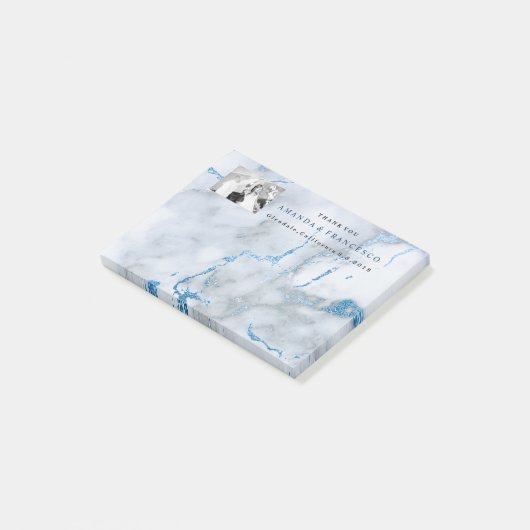 Dank u voor Mint Navy Grey Marble Post-it® Notes (Schuin)