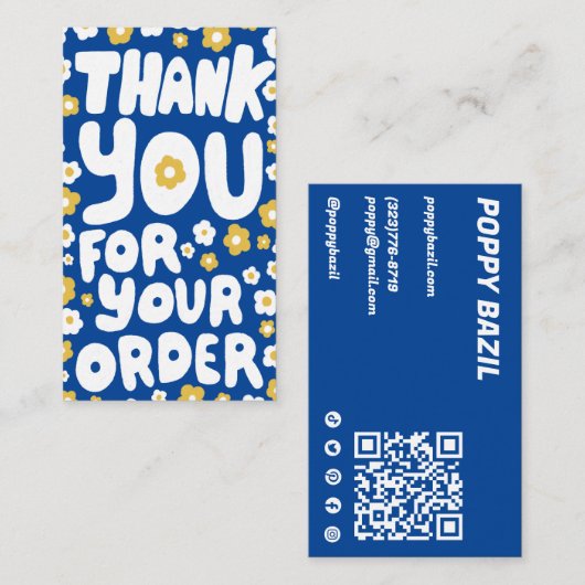 Dank u voor orde Daisies Schattigee Sociale QR Cod Visitekaartje (Voorkant / Achterkant)