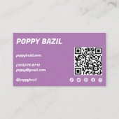 Dank u voor orde Sociale Iconen QR Code Paarse Visitekaartje (Achterkant)