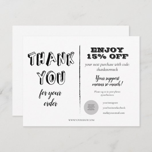 dank u voor ordekorting (Voorkant / Achterkant)