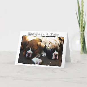 Dank u voor Pet Sitting Boxer wenskaart Bedankkaart
