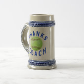 Dank u voor Softball Coach Gift Stein Bierpul (Voorkant links)