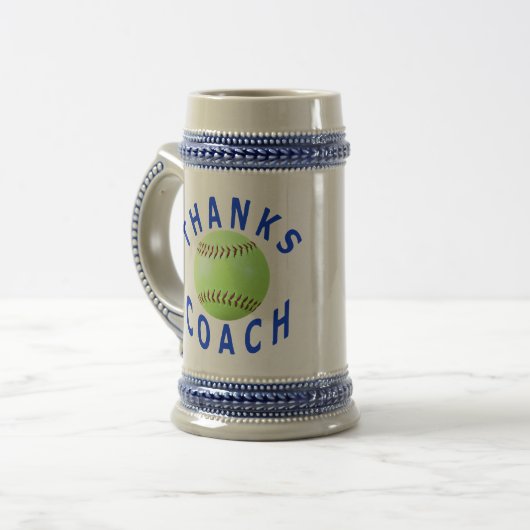 Dank u voor Softball Coach Gift Stein Bierpul (Voorkant links)