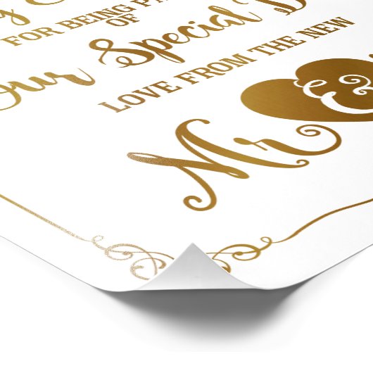 dank u voor speciale dag bruiloft gold foto afdruk (Hoek)