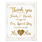 dank u voor speciale dag bruiloft gold foto afdruk (Voorkant)