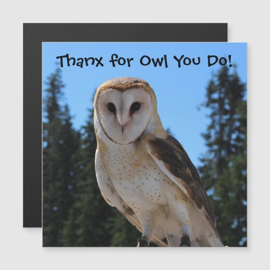 Dank u voor Uil dat u doet - Schuur Uil Foto Magne (Voorkant / Achterkant)