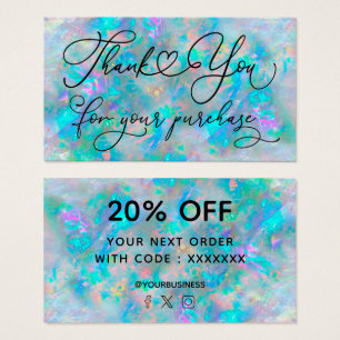 dank u voor uw aankoop blauw opal visitekaartje