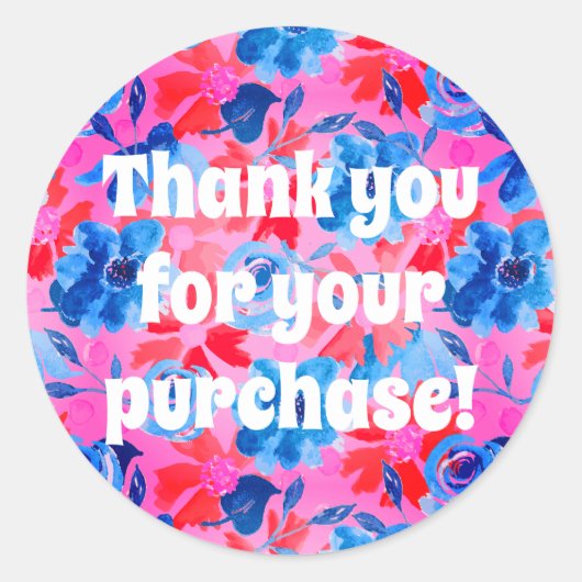 Dank u voor uw aankoop Bold Floral Ronde Sticker (Voorkant)