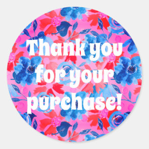 Dank u voor uw aankoop Bold Floral Ronde Sticker