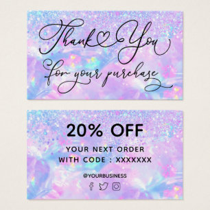 dank u voor uw aankoop faux glitter opal visitekaartje