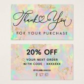 dank u voor uw aankoop faux iridescent opal visitekaartje (Voorkant /achterkant)