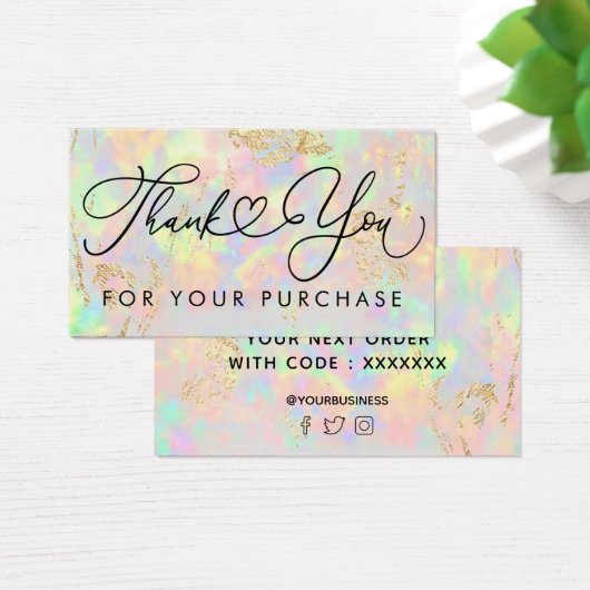 dank u voor uw aankoop faux iridescent opal visitekaartje (Bureau)