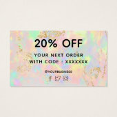 dank u voor uw aankoop faux iridescent opal visitekaartje (Achterkant)