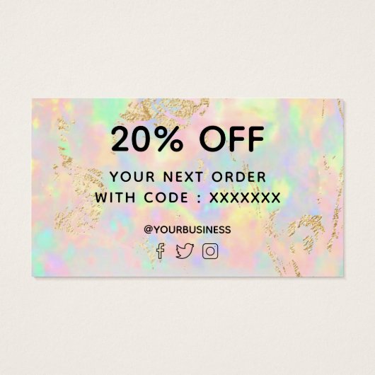 dank u voor uw aankoop faux iridescent opal visitekaartje (Achterkant)