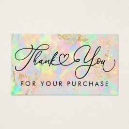 dank u voor uw aankoop faux iridescent opal visitekaartje