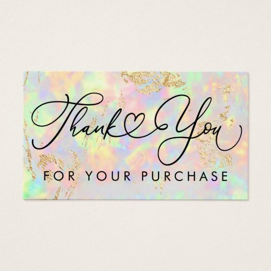 dank u voor uw aankoop faux iridescent opal visitekaartje (Voorkant)