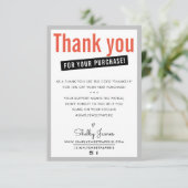 DANK U VOOR UW AANKOOP klant invoegen sinaasappel Bedankkaart (Staand voorkant)