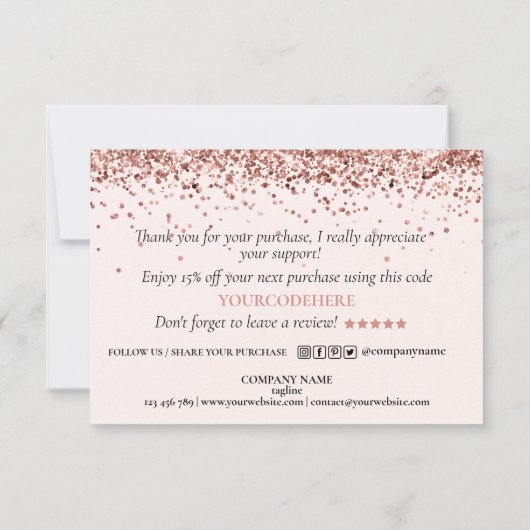 dank u voor uw aankoop modern script hart notitiekaartje (Achterkant)