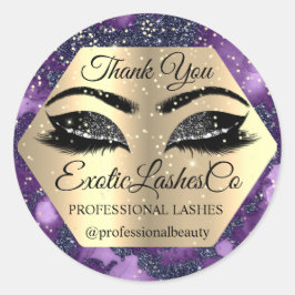Dank u voor uw AANKOOP Paarse Eyelashes Ronde Sticker