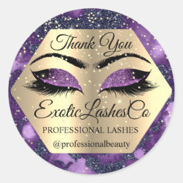 Dank u voor uw AANKOOP Paarse Eyelashes Ronde Sticker