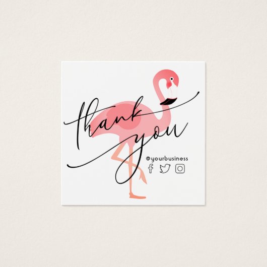 dank u voor uw aankoop roze flamingo vierkante visitekaartjes (Voorkant)