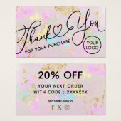 dank u voor uw aankoop roze opal visitekaartje (Voorkant /achterkant)